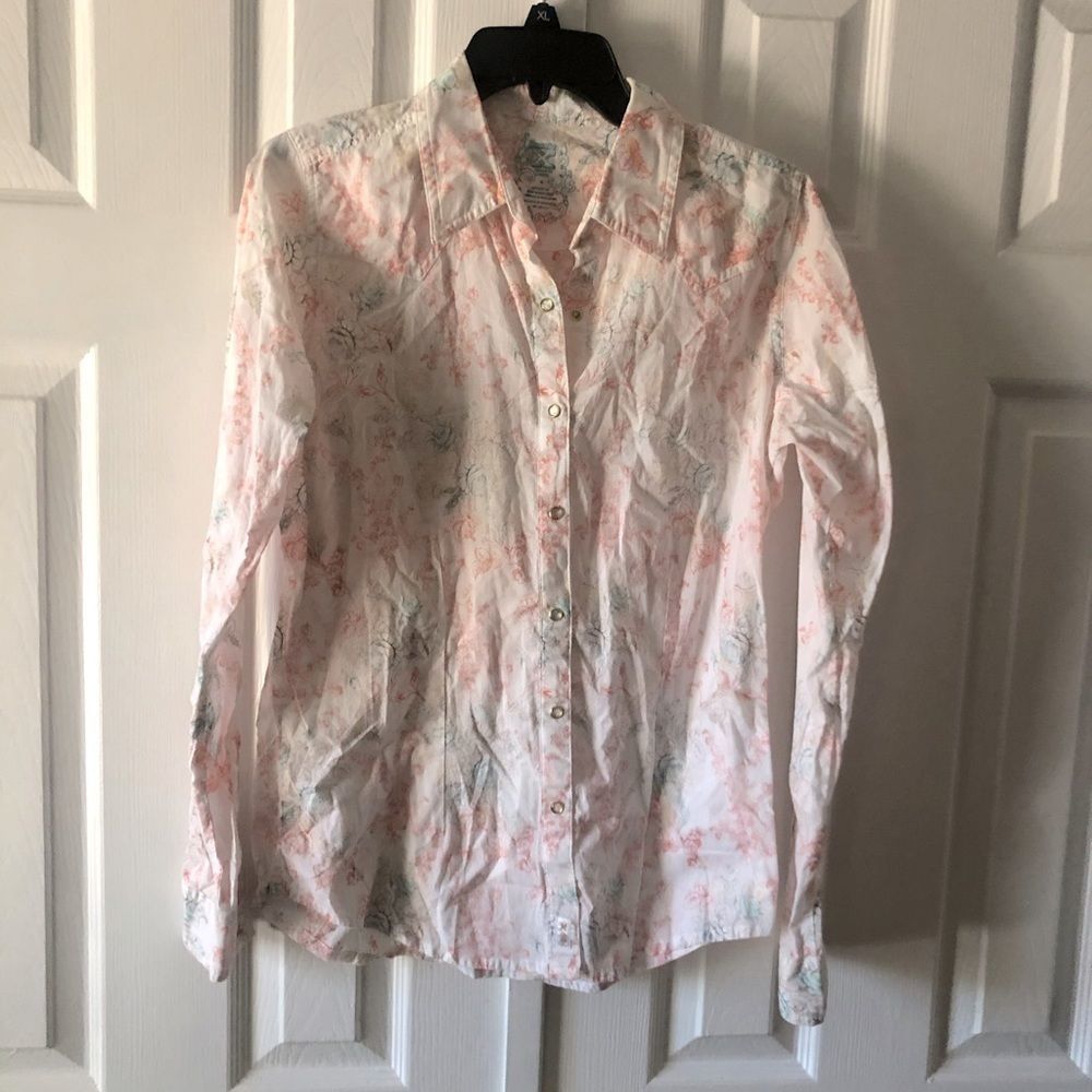 Twenty X Orange floral button up shirt size M